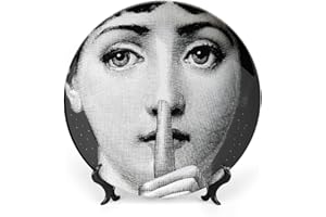 AlphaDesignLuxe 10" Italian-Style Decorative Plate – Modern Face Art Design, Handcrafted Ceramic Platter for Tabletop, Shelf, or Wall Display (Shhh)