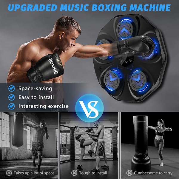 TGLLM MUSIC BOXING MACHINE, MUSIC PUNCHING TRAINER WITH BOXING GLOVES, WALL MOUNTED ELECTRONIC WORKOUT PUNCHING MACHINE FOR KIDS, 1 PCS