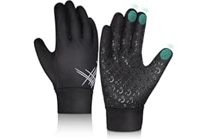 AOTOW Kids Winter Warm Sports Gloves - Cold Weather Thermal Cycling Touch Screen Windproof Running Glove for Snow Cycling Bike Riding Hiking Soccer Outdoor Children Boys Girls Black