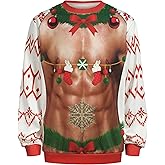 Giftdigger Ugly Christmas Sweatshirt Men Women Funny Family Christmas Sweatshirt Funny Abs Pattern Print Pullover Xmas Top