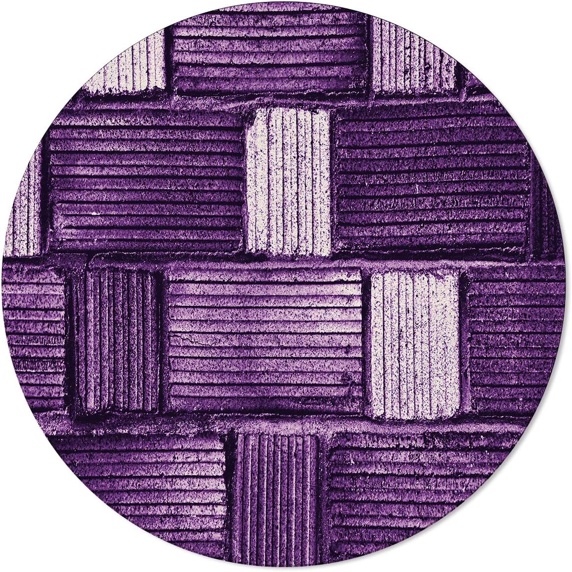 Vandarllin - Alfombra redonda con textura de rayas moradas para sala de