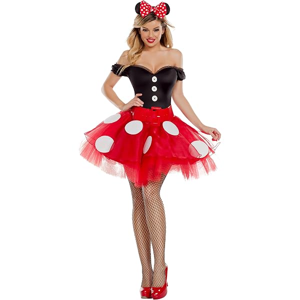 knee length dresses for ladies Disney Girly Minnie Mouse Polka Dot Sexy Womans Halloween Premium Costume  Set