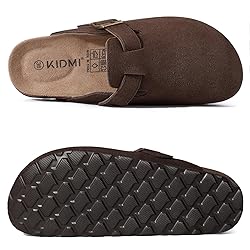 KIDMI Women's Genuine Suede Clogs Cork Footbed