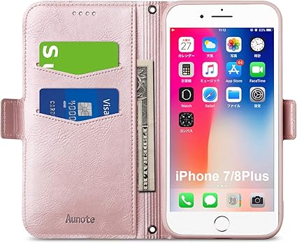 Amazon Co Jp Iphone8plus ケース 手帳型 Iphone7plus ケース スマホケース 二枚カード収納 サイドマグネット ワイヤレス充電対応 スタンド機能 ストラップホール Iphone8プラス ケース ローズゴールド 家電 カメラ