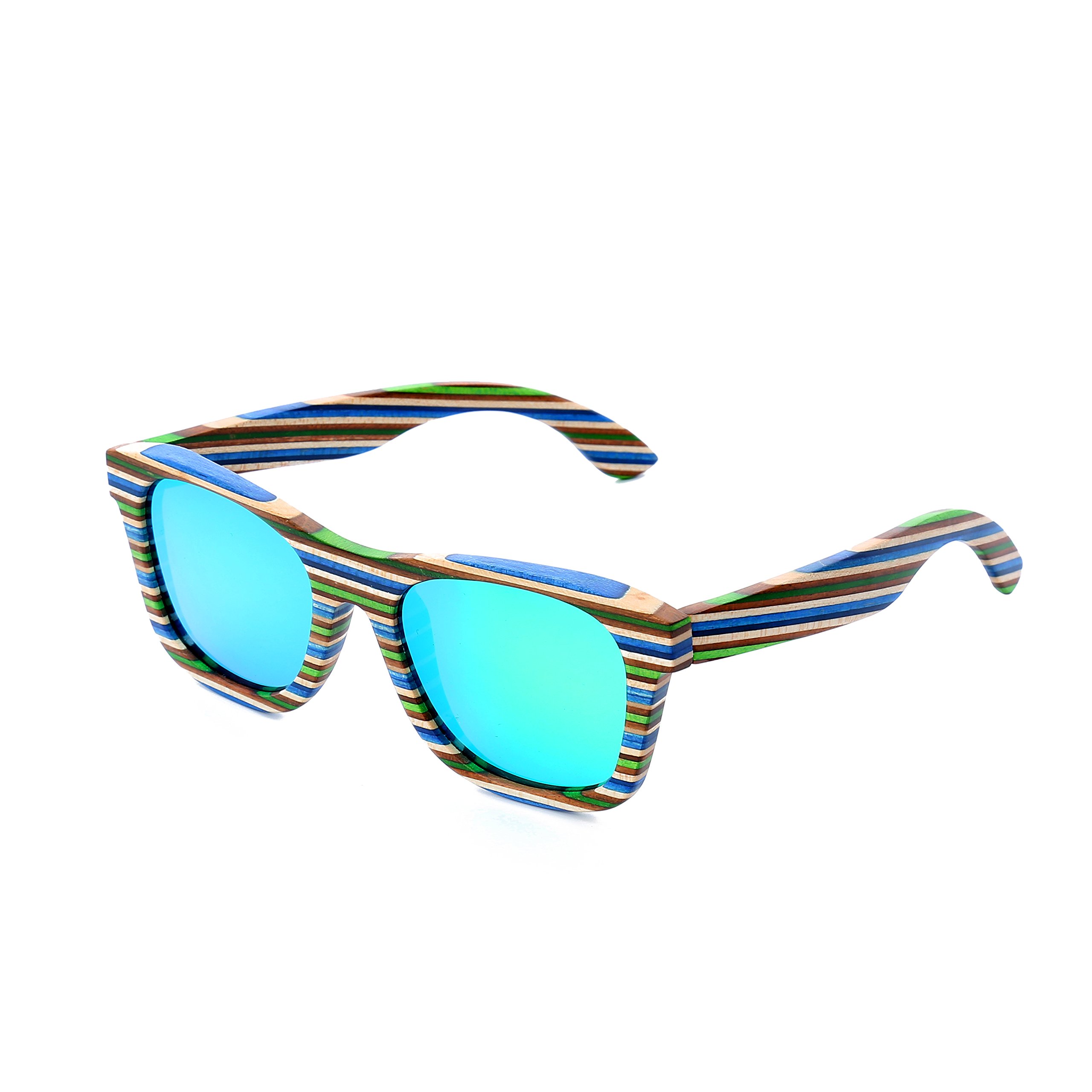 Arctic Penguin Vintage Wooden Polarized Sunglasses Men Wayfarer Eyewear (blue, green)