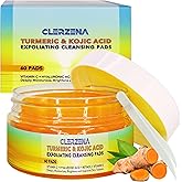 Turmeric Kojic Acid Cleansing Pads | Vitamin C & E Retinol Hyaluronic Acid and Turmeric Pad for Face Dark Spots | 60 Kojic Acid and Turmeric Cleansing Pads