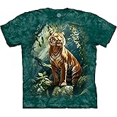 The Mountain Tiger Grove Shirt for Men, Animal Graphic Tees Men, Jungle Wildlife Oversized Casual Cotton T-Shirt