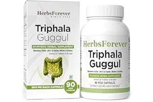 Herbsforever Triphala Guggulu Traditional Ayurvedic Formulation Healthy Digestion 90 Vege Capsules 800 Mg Each