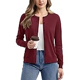 YUCOLEN Women's Cardigans Sweater Lightweight Button Down Crew Neck Long Sleeve Soft Knit Casual Cardigan