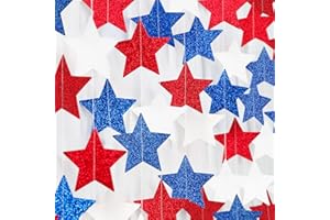 Fourth-4th of July Memorial-Day Party-Decorations - 62ft Patriotic Red-Blue White Twinkle Little Star Hanging Streamers-Garland Banner,Independence Graduation Baby Shower Birthday Decor Hugtmr