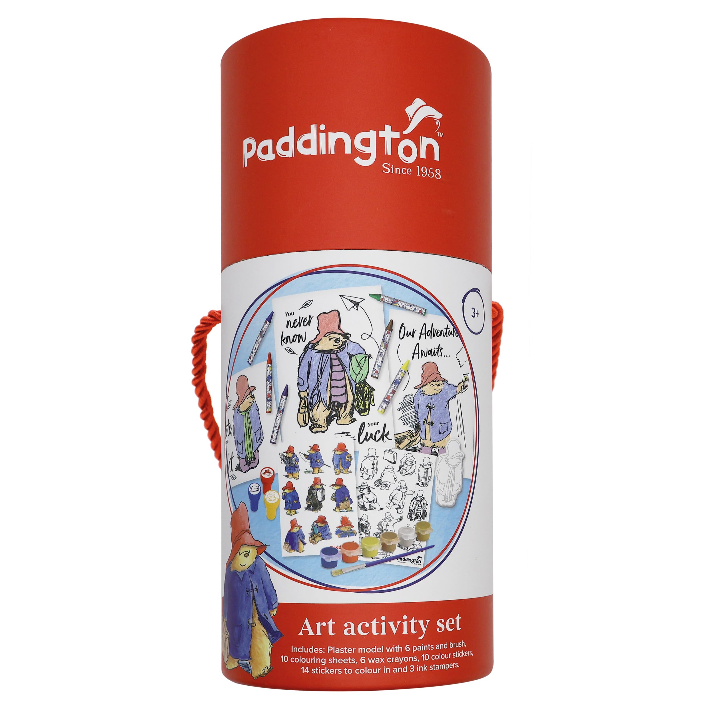 Children's Art Activity Set by Robert Frederick - Paddington Design - Includes Paints, Crayons and Stickers, Red