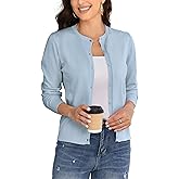 BERESIA Women's Crew Neck Button Down Long Sleeve Cardigan for Women Classic Soft Knit Ladies Cardigan Sweater Coat