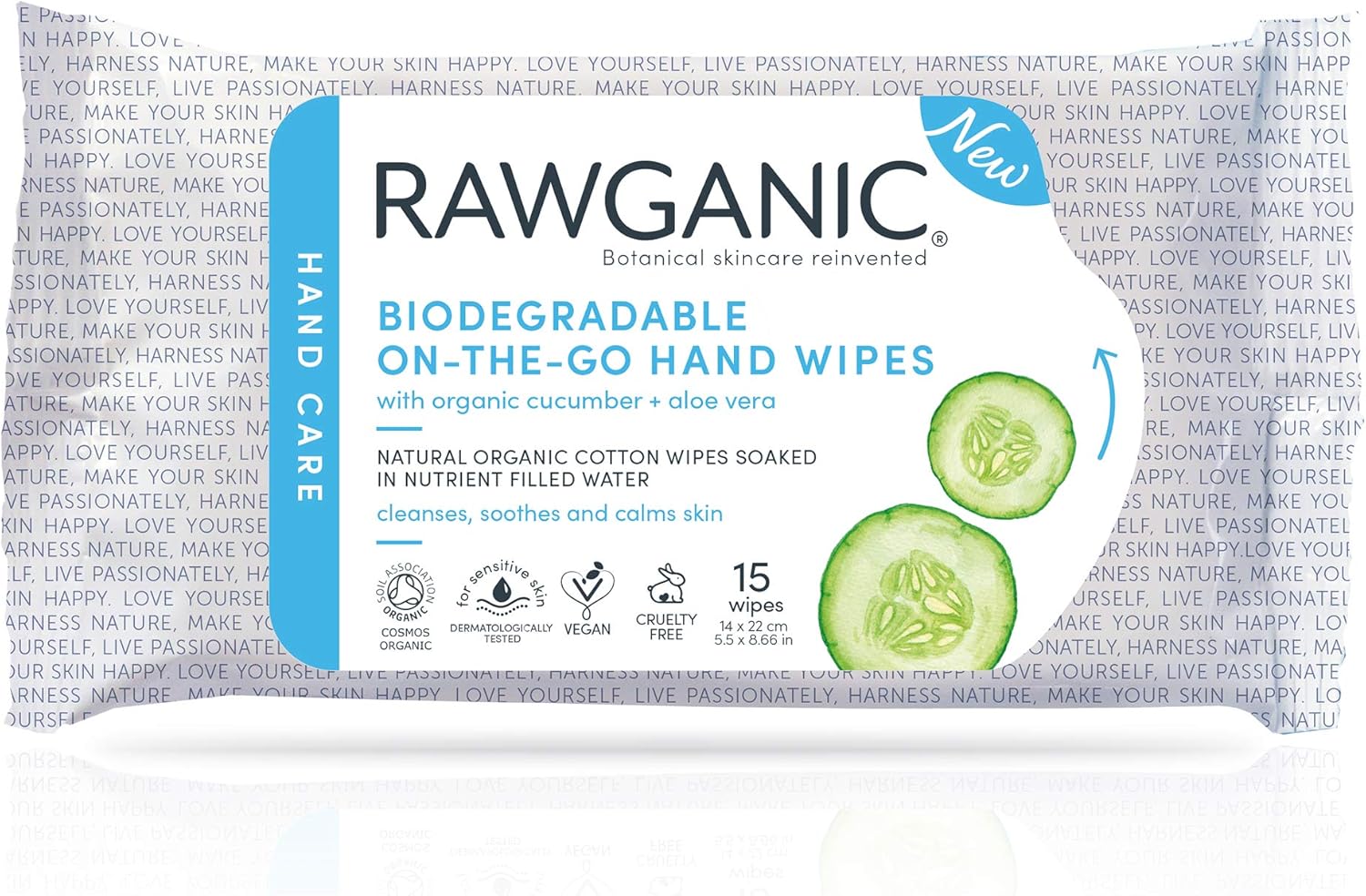 RAWGANIC OntheGo Hand Wipes, Gentle Alcoholfree Fragrancefree