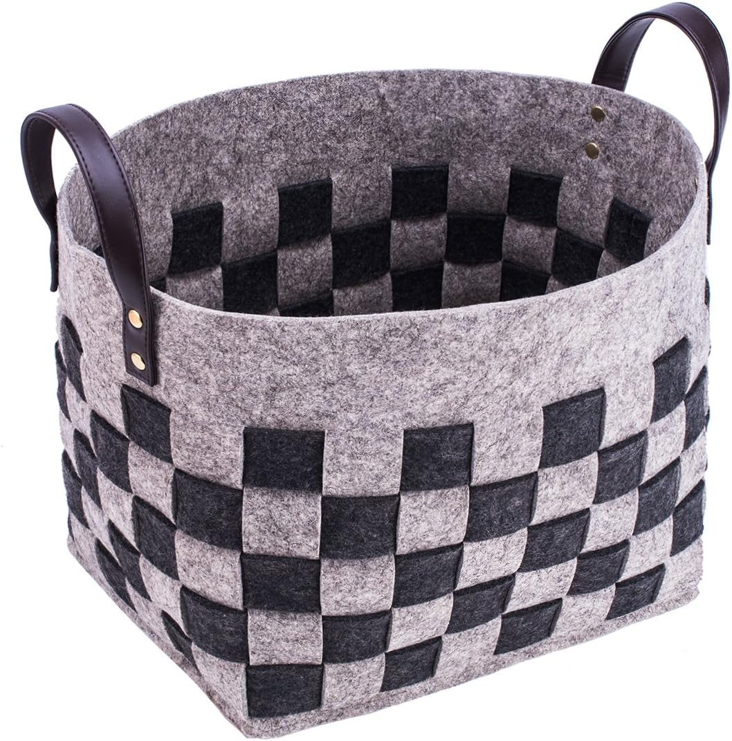 Rangement Et Organisation Paniers Pour Etageres Voxloud Com Pour Conserver Les Enfants Jouets Blanc Loongbaby Feutre Panier De Rangement Avec Poignee De Cuir Pu Vetements Grand Panier A Linge Bois De Chauffage Journaux