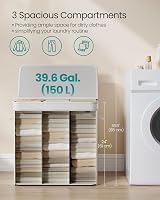 SONGMICS Bamboo Laundry Hamper with Lid 150 L Removable Liner Handles view 4