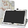 MediaPad M5 Lite Rotating Case,LiuShan 360 Degree Rotation Stand PU Leather with Cute Pattern Cover for 10.0" Huawei MediaPad M5 Lite 10-Inch Android Tablet,Map White