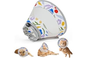 GoGoPaw Breathable Air Mesh Cat Cone Collar Soft to Stop Licking, Adjustable, Foldable Lightweight Kitten Cones After Surgery Recovery for Cats & Kittens (Flower,M)