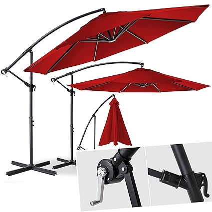 Kesser® Alu Ampelschirm Ø 300 cm ?mit Kurbelvorrichtung ?UV-Schutz ?Aluminium ?Wasserabweisende Bespannung - Sonnenschirm Sch