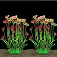 ALEGI 16-Inch Artificial Aquarium Plants - 2-Pack Large Plastic Fish Tank Decor With Ceramic Base