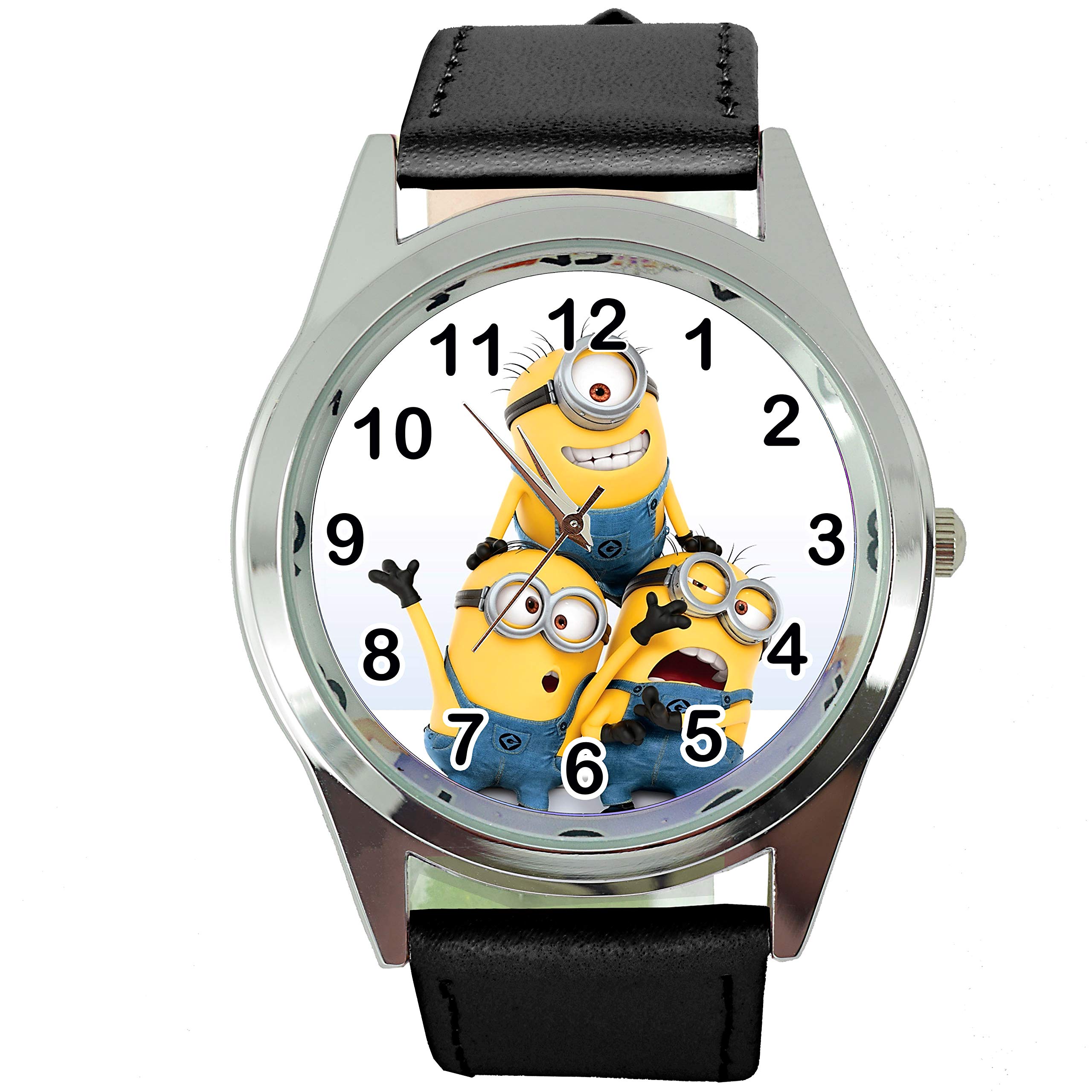 TAPORT Black Leather Band Quartz Watch for Animation Fans