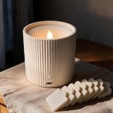 Rechargeable Waterless Essential Oil Diffuser,3D Wick LED Flameless Candle Essential Oil Diffuser with 12PCS Cotton Pad