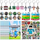 Xioose For Pixel Style Birthday Party Supplies, 90pcs Party Favors for , Includes 50 Stickers, 10 Gift Bags, 10 Wristbands, 10 Keychains, 10 Badges.