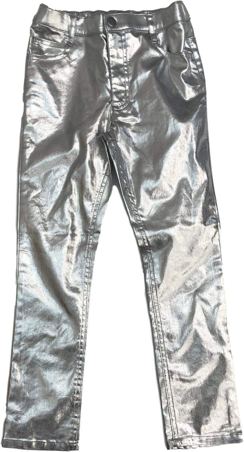 metallic silver jeans