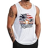 VOGSTART Mens Hawaiian Beach Tank Tops Summer Vacation Muscle Top Graphic Sleeveless Shirts (S-3XL)