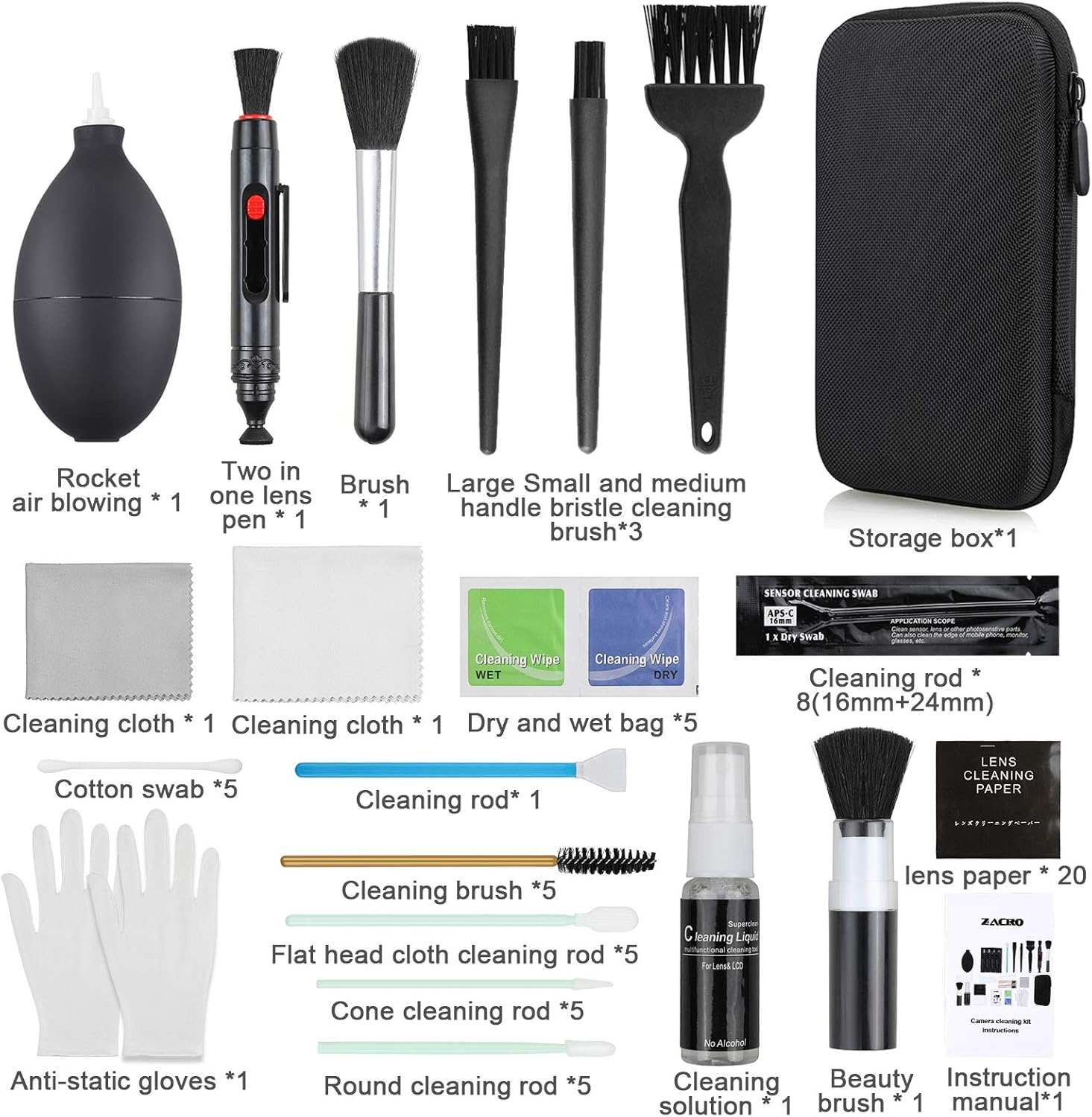 18-in-1 Professional Camera Cleaning Kit, DSLR Camera Cleaning Accessories (with Storage Box) - Image 3