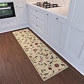 Ottomanson Hallway Runner Rug 1'10" x 6' Non Slip Floral Area Rugs Easy to Clean Laundry Rug Runner Durable Pet Friendly Floor Carpet Runners for Hallways Entryway Living Room Kitchen Bathroom, Beige