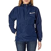 Champion Women's Packable Print Jacket, Wind- and Water-Resistant Hooded Jacket, Prints & Script