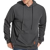 VICT POPU Hoodies For Men Pullover Long Sleeve hooded Plaid Jacquard With Big Pockets Solid Color Sweatshirt