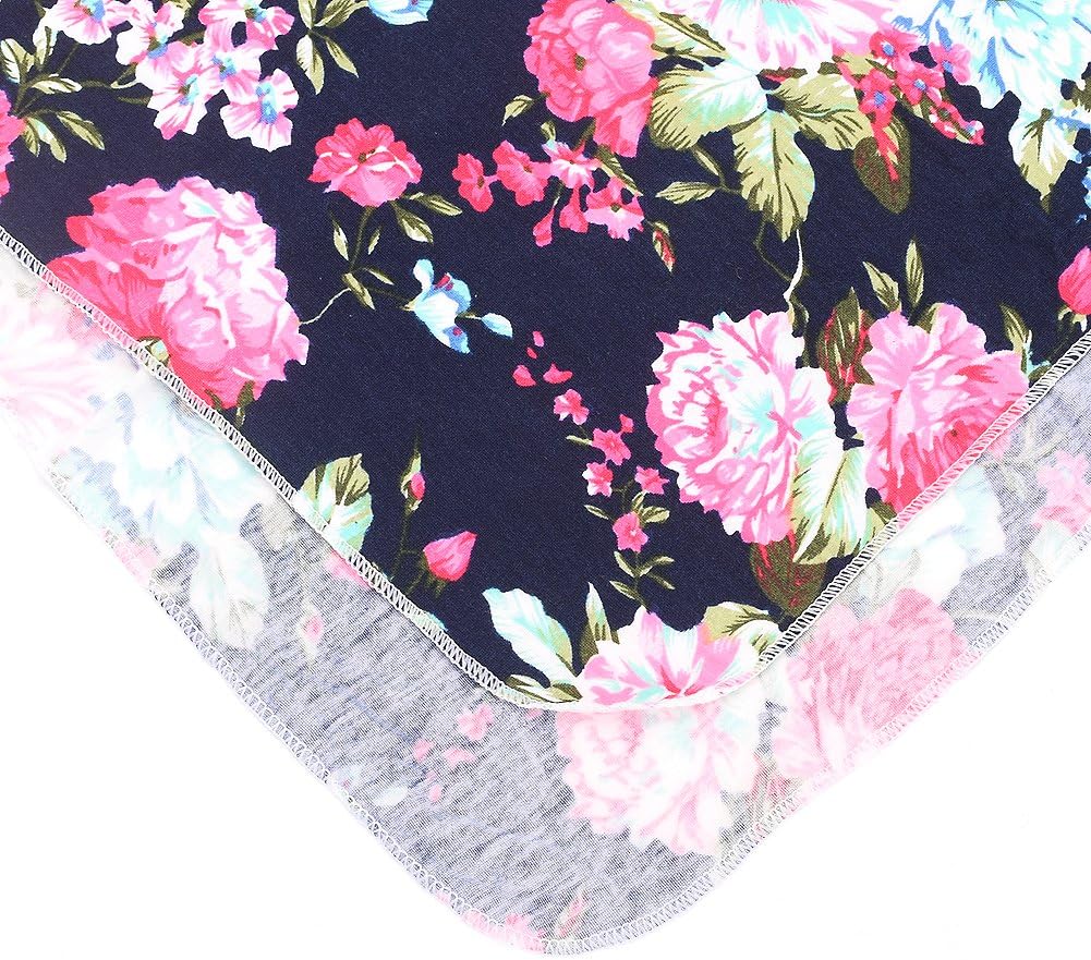 Newborn Receiving Blanket Headband Set Flower Print Baby Swaddle Receiving Blankets Galabloomer Navy Blue Rose: Home & Kitchen