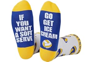 InnoBeta Volleyball Gifts for Teen Girls Socks, One Size Crew Socks, Volleyball Coach Gift Ideas on Birthday - If You Want A Soft Serve Go Get Ice Cream