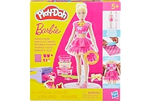 Play-Doh Barbie Ruffles and Bows Set, Make Doll Clothes with Modeling Compound & 9 Fashion Accessories, Arts & Crafts for Gir