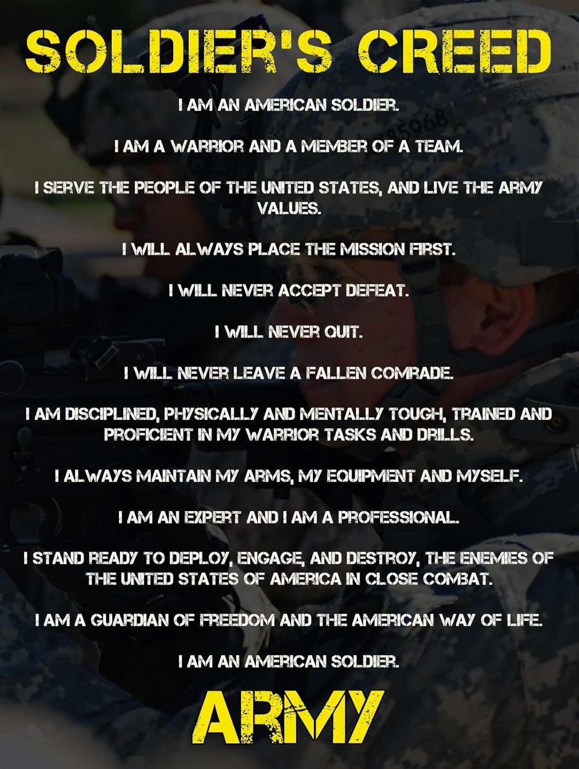 Army Soldiers Creed Army Military