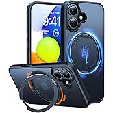 TORRAS 360 Rotatable Magnetic Stand for iPhone 16 Case, [Compatible with MagSafe] [ Flexible Stable Kickstand], 16ft Mil-Grade Shockproof Protection Anti-Scratch Phone Case, Translucent Black 6.1"