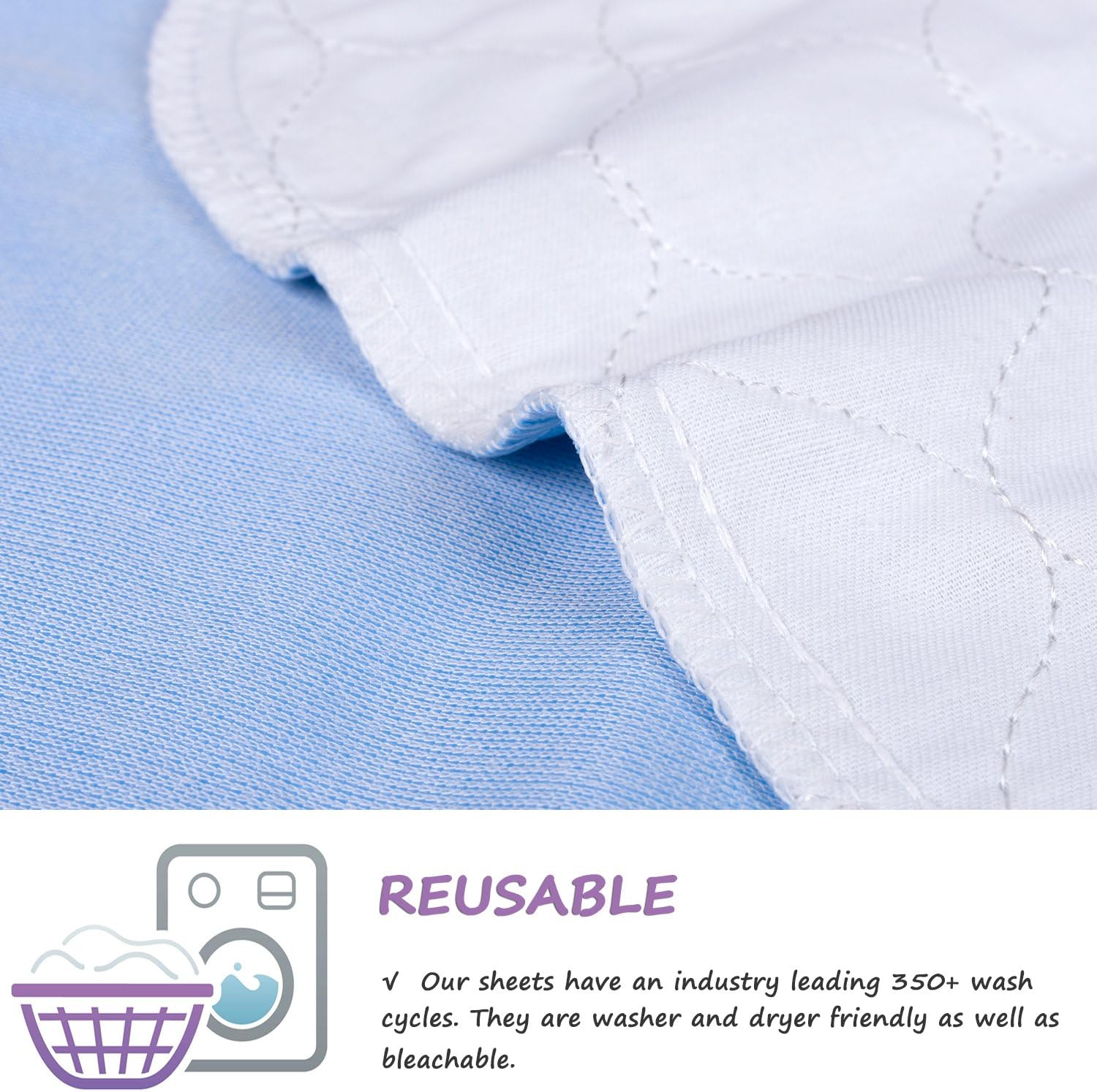 Waterproof Reusable Incontinence Bed Pads Washable Incontinence Underpads 8 Cups Absorbency，Non-Slip Mattress Protector for Adults, Kids and Pets(34”x 36” inch 2 Pack): Health & Personal Care