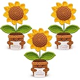 Goaanz Mini Positive Crochet Sunflower Dolls 3PCS, Funny Handmade Emotional Support Crochet Gifts with Inspirational Card, Cute Birthday Thank You Gifts for Women Men Coworkers Teachers Friends