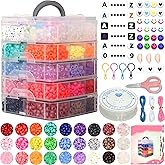 JULIMAIDONG 6500Pcs Pony Beads for Bracelets Making, Multi-Colored Rainbow Plastic Hair Large Beads for Hair Braids, 27 Colors Kandi Friendship Bracelet Bead Jewelry Making Kits for Craft