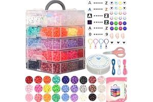 JULIMAIDONG 6500Pcs Pony Beads for Bracelets Making, Multi-Colored Rainbow Plastic Hair Large Beads for Hair Braids, 27 Colors Kandi Friendship Bracelet Bead Jewelry Making Kits for Craft
