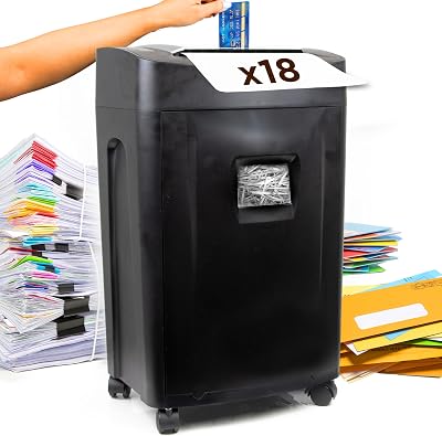 Duronic PS991 Cross Cut Paper Shredder 18 Sheets 28x4mm 31L Bin CD Card