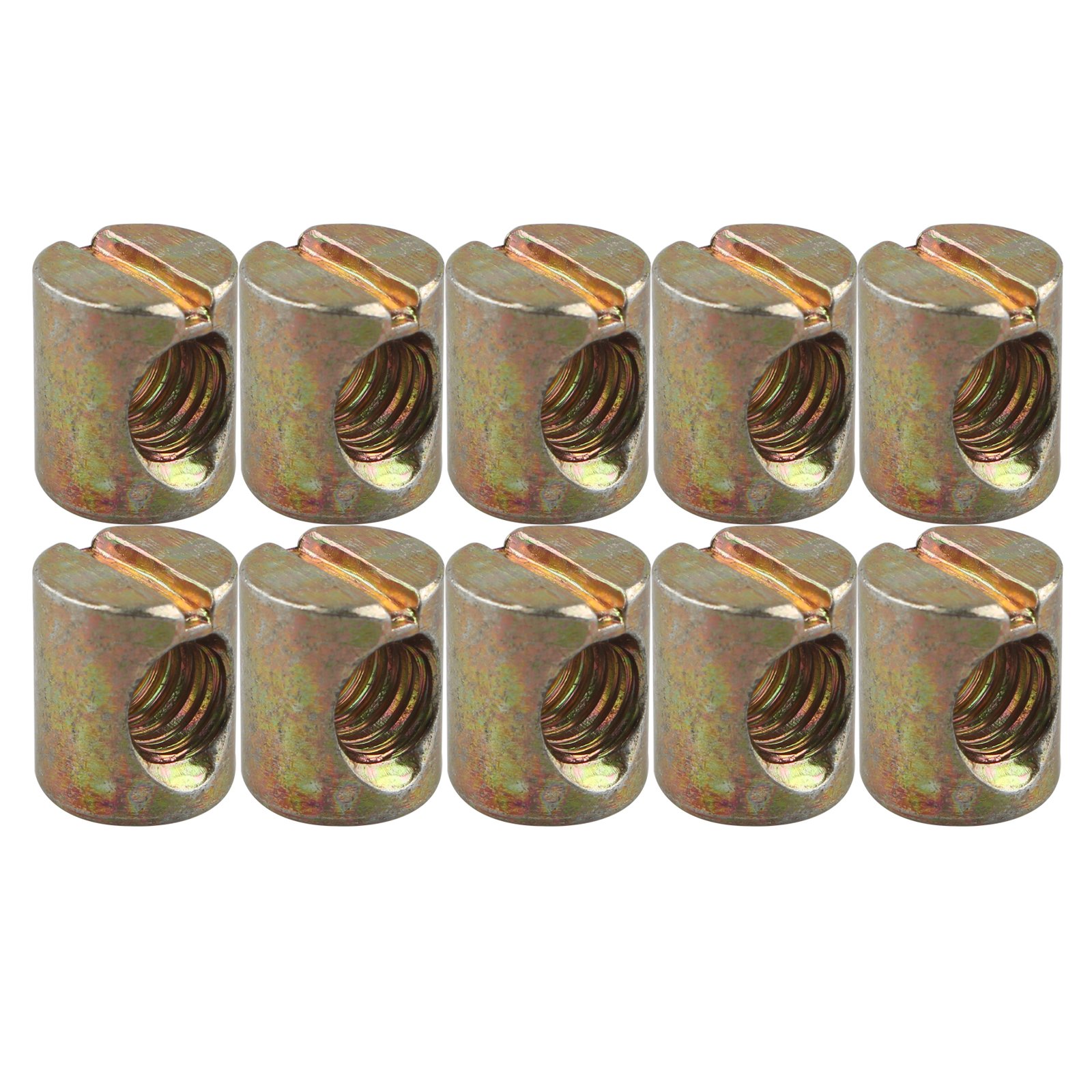 HALJIA 10 PCS M8 * 15MM Barrel Nuts Dowels Slotted Nuts for Furniture Bed Cot Chairs Crib