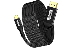 XAOSUN Bidirectional USB-C to DisplayPort 1.4 Cable 8K@60Hz 4K@240Hz, 10FT/3M DP to USB C Thunderbolt 4 Cord, Aluminum Case N