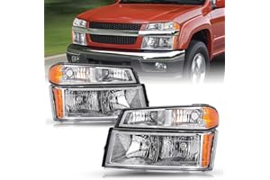 TUSDAR 4pcs Headlight Assembly Set Replacement for 2004-2012 Chevy Colorado/GMC Canyon, 2006-2008 Isuzu I-Series w/Bumper Lights Passenger & Driver Side