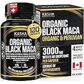 Organic Black Maca for Men DHE 3000mg (Industry Strongest) with Bioperine per Capsule - Organic Gelatinized Maca for Women an