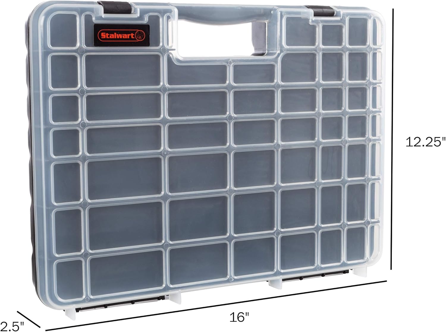 Portable Storage Case with Secure Locks and 55 Small Bin Compartments for Hardware, Screws, Bolts, Nuts, Nails, Beads, Jewelry and More by Stalwart: Home Improvement