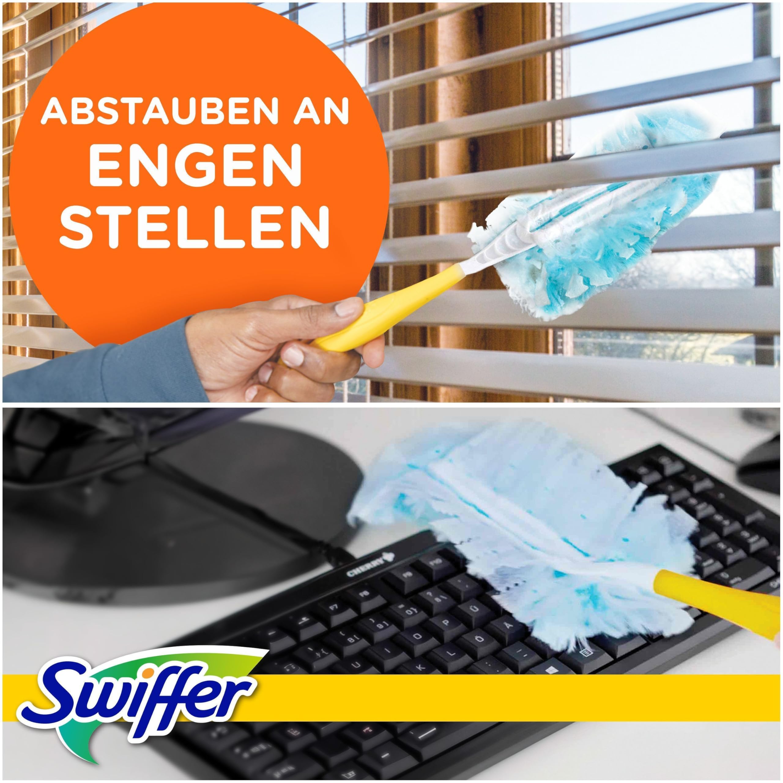 Swiffer Staubmagnet Starter-Set (1 Griff + 7 Nachfülltücher) Fängt Und Schließt 3-mal Mehr Staub Und Haare Ein Als Herkömmliche Staubwedel 5