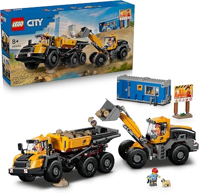 City Kipplaster und Schaufellader Spielzeuge - Baustellenfahrzeuge mit funktionierenden Funktionen und 3 Minifiguren - STEM Geburtstagsgeschenk für Jungen ab 8 Jahren - 60494
