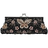 lapulio Vintage Butterfly Floral Beaded Evening Bag Elegan Handbag for Women for Brides, Proms, Parties, and Formal